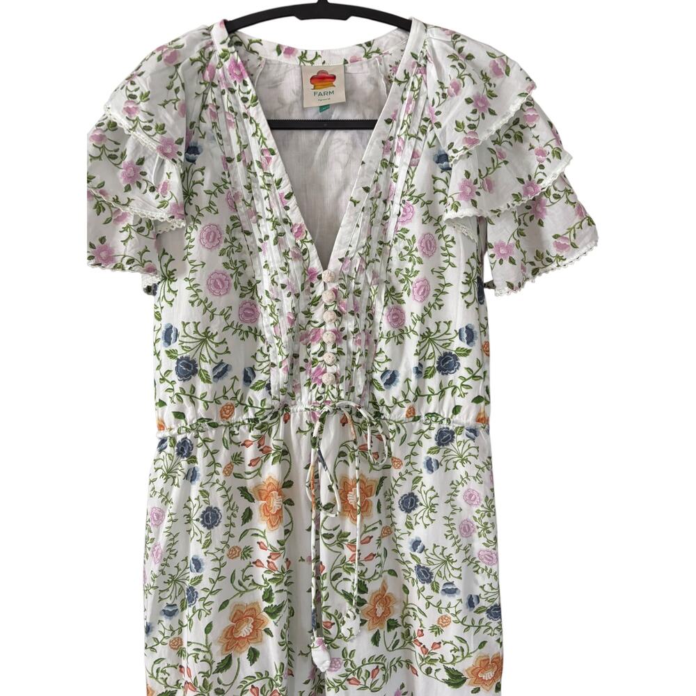 Farm Rio Folk Floral Lace Midi Dress Off White Size Medium - Picture 8 of 16
